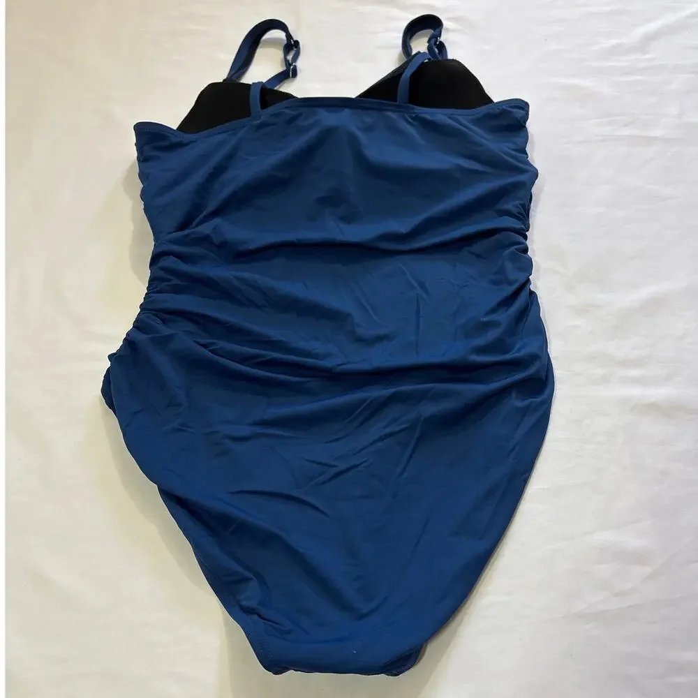 Sundance Womens Large Blue One Piece Bathing Suit Swimwear Swim Beach Vacation
